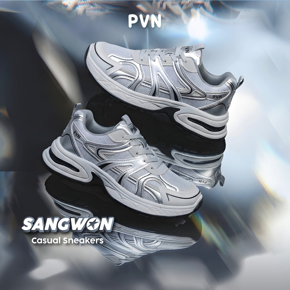 PVN Sangwon Sepatu Sneakers Wanita Sport Shoes Hitam Merah Muda 501