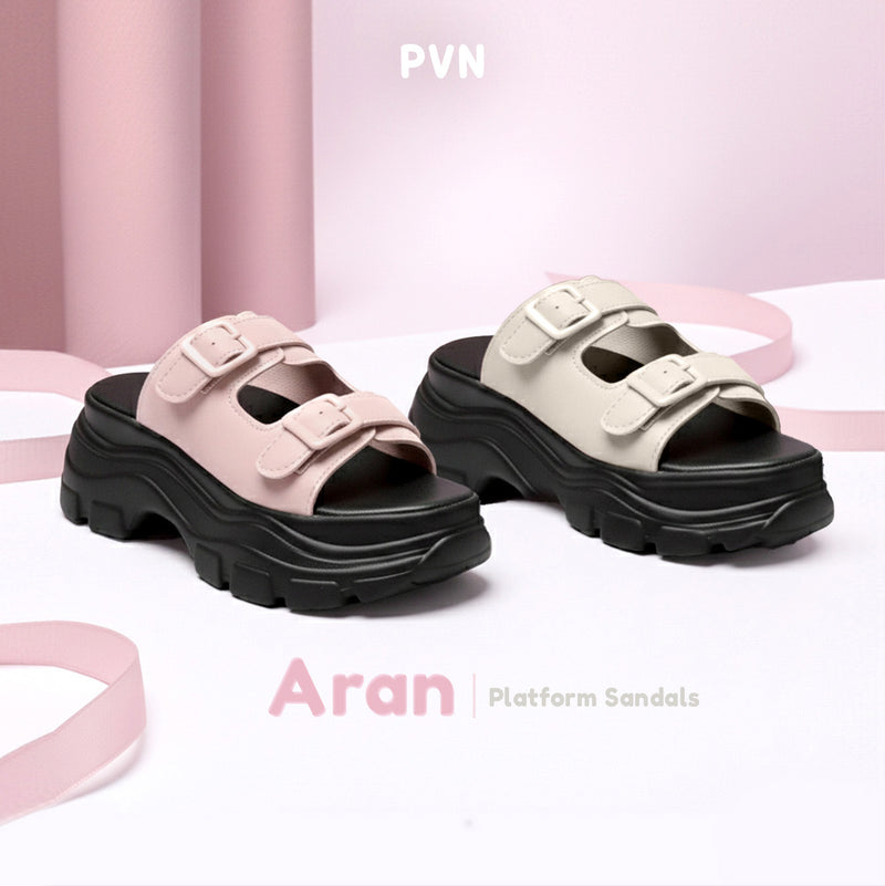 PVN Aran Sandal Tali Wanita Hitam Krem 217